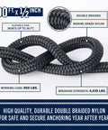 Premium Double Braided Nylon Boat Anchor Rope With Thimble, Heavy Duty Dock Line For Boats Up To 35 Ft, 100 Ft x 1/2 Inch