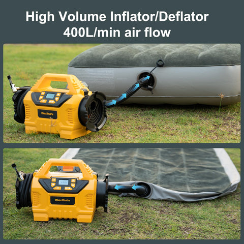Cordless Tire Inflator Deflator With 160 PSI High Pressure Digital Gauge Auto Shut Off LED Light Compatible With DeWalt 20V Max Battery inflating air mattress