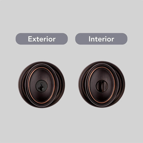 Front and rear view of Entry Door Knob With Keyed Lock, SmartKey Re-Key Technology, Microban Protection, Venetian Bronze Finish