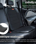 2 In 1 Car Seat Protector And Kick Mat With iPad Holder And Touchscreen Pocket Backseat Organizer showing anti-slip net and multi-layer construction in vehicle interior