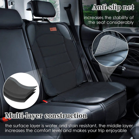 2 In 1 Car Seat Protector And Kick Mat With iPad Holder And Touchscreen Pocket Backseat Organizer showing anti-slip net and multi-layer construction in vehicle interior