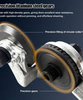 Close-up of precision titanium steel gears on Heavy Duty Titanium Drill Nibbler Sheet Metal Cutter for smooth operation and shearing.