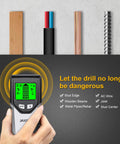 5 In 1 Stud Finder Wall Scanner with Smart Chip and HD LCD Display detecting studs, wires, and pipes with clear LCD interface.