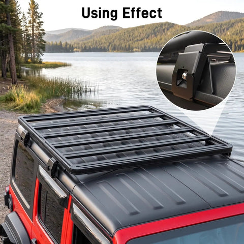 4 Piece Roof Rack Mounting Bracket Set For Jeep Wrangler JL JK 2007 2024 Gladiator JT Cherokee XJ 1984 2001 installed on vehicle