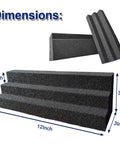 Top Shelf 16 Pack Acoustic Foam Wedges And Corner Blocks For Professional Sound Dampening Home Studio Treatment Ultra Rock Solid High Density Noise Control Panels 3-inch thick wedges with dimensions shown.