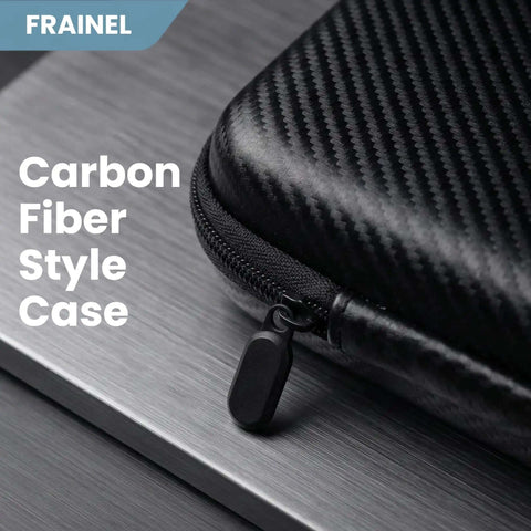 Kickass Carbon Fiber Texture Shockproof Sleeve For 3.5 Inch Hard Drives And M.2 SSDs Ultra Lightweight Tactical Organizer Case close-up.