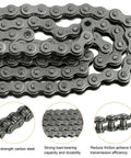 One Quarter Inch Pitch Roller Chain, Three Feet Long, 144 Links, Carbon Steel With Two Free Master Links, heavy-duty design.
