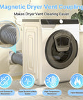 Magnetic Dryer Vent Connector With Quick Connect Hose Coupling And Strong Magnetic Seal For 4 Inch Dryer Vent Hose on dryer