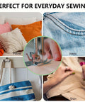Beginner Friendly Portable Sewing Machine With Twin Needle And Reverse Stitching, perfect for sewing pillows, jeans, tote bags, shirts.