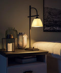 Oil Rubbed Bronze Arch Table Lamp For Home Office Urban Industrial Desk Light With Glass Shade 28 Inch Tall 11 Inch Reach