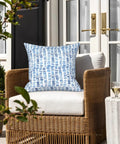 Outdoor Indoor Throw Pillows 2 Piece Set With Cozy Plush Inserts 18 By 18 Inch Square Pebble Blue All Weather Fabric on patio chair
