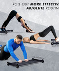 Various exercises using Glute Ham Glider For Home Gym Workouts, Booty Builder And Leg Exercise Roller with smooth urethane wheels