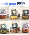 Five In One Food Prep And Storage Bowl System With Crinkle Slicing Shredding Functions in various colors and dual containers.