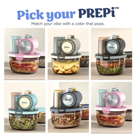 Five In One Food Prep And Storage Bowl System With Crinkle Slicing Shredding Functions in various colors and dual containers.