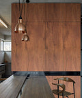 Walnut Wood Grain Peel And Stick Contact Paper on kitchen cabinets, showing self adhesive vinyl application, 17.71x118 inches
