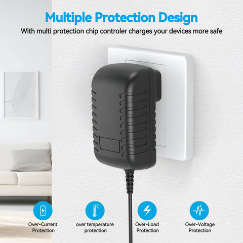 Top Shelf Replacement AC Adapter For Skil And Bosch Handheld Power Tools Straight 6V Output Charger connected to wall outlet.