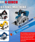 Pro Grade Circular Saw Milling Clamp And Base Guide For 4 To 6 Inch Cutting with multiple saw examples and blue guide rail