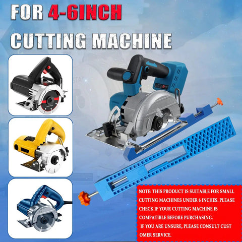Pro Grade Circular Saw Milling Clamp And Base Guide For 4 To 6 Inch Cutting with multiple saw examples and blue guide rail