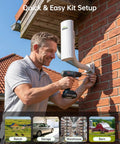 Person installing Long Range Wireless Bridge Kit With 3MP IP Camera For Barns, Farms, Ranches, Warehouses And Factories Security