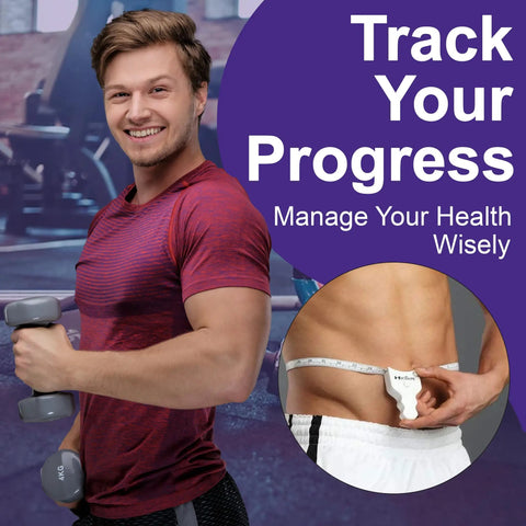 Body Measure Tape For Arms Chest Waist And Thighs Easy To Use Measuring Tape For Personal Trainers And Home Fitness Goals Track Progress And Hit Your Goals showcasing use on waist