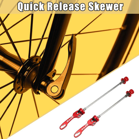 Red Quick Release Bike Skewers Set 2 Pack Front 15cm And Rear 18.5cm Aluminum Alloy Axles With M5x0.8 Thread on bike wheel