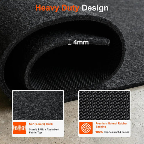 Heavy Duty Oil Spill Mat For Garage Floor 3x5 Ft Extra Thick Absorbent With Anti Slip Rubber Backing detail view of thickness and texture