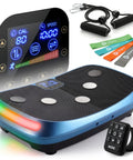 Legit 4D Curved Vibration Plate Exercise Machine With Triple Motor Seven Modes And Sixty Speeds Vibrating Platform with display and resistance bands.