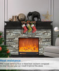 Living room with fireplace decorated with stockings and Peel And Stick PVC Backsplash Tiles For Kitchen Walls Durable Scratch Resistant Easy To Clean With Strong Adhesive Backing 10 Sheets Self Adhesive Wall Panels