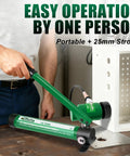 Electrician using Fifteen Ton Heavy Duty Hydraulic Knockout Punch Kit One Half Inch To Four Inch Type D on electrical panel