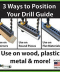 Pro Grade Drill Guide With Seventeen Size Range From 1/8 To 3/8 In 1/64 Increments, Ideal For Flat Surfaces, Round Parts And Corners