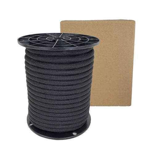 Heavy Duty 3/8 Inch Black Bungee Cord Shock Cord, Marine Grade Polyester With UV Resistant Jacket, 100 Ft Spool