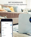 Smart Outlet Switches 4 Pack With Auto Pairing And Energy Monitoring For Alexa And Smart Home Systems Plug And Play Setup No Registration Required No Fuss Easy Install Stable WiFi Connectivity And Voice Control Ready shown with phone app for setting schedules