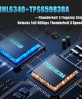 JHL6340 and TPS65983BA chips on a circuit board, featuring Thunderbolt 4 support for Speed Demon M2 Nvme Ssd Enclosure.