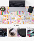 Pink Cute Desk Pad 31.5 By 15.7 Inches Large Mouse Pad For Keyboard And Mouse, Teacher Desk Pad, Back To School Gift