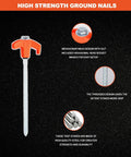High strength ground nails; Heavy Duty 20 Pack Screw In Tent Stakes 8 Inch Ground Anchors With Hex Head Driver Carbon Steel