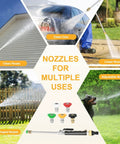 7 In 1 High Pressure Hose Nozzle With 0 To 65 Degree Adjustable Spray For Jet Stream And Wide Fan, used on car, house, garden