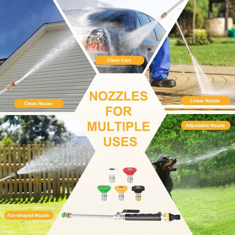 7 In 1 High Pressure Hose Nozzle With 0 To 65 Degree Adjustable Spray For Jet Stream And Wide Fan, used on car, house, garden