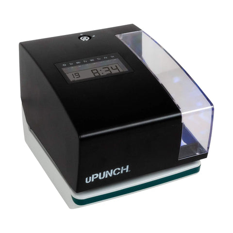 Big Win Digital Time Clock And Date Stamp Combo For Small Business Managers Keep Your Crew On Point With An Easy Punch Card System Including Fifty Time Cards Ink Ribbon And Backup Keys For Smooth Sailing, black time clock with digital display.