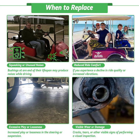 Image showing signs to replace Built Tough Golf Cart Front Lower Leaf Spring And Upper A Arm Bushing Sleeves Kit Fits Club Car Ds 1992 Up.