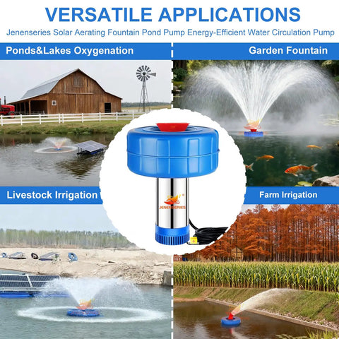 Solar Pond Fountain Aerator 0.5HP 24V Stainless Steel DC Floating Water Pump With 20 Ft Cord in versatile applications