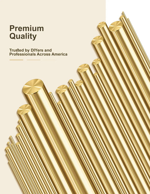 Brass Rod Set With 9 Diameters From 1mm To 8mm, 120mm Length, Polished Brass Round Bars For Knife Pins, DIY Crafting, Model Making