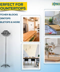 Heavy Duty Joint Connectors For Countertops And Butcher Blocks, installed on wooden worktops in kitchen settings.