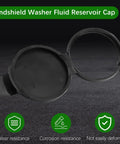 Windshield Washer Fluid Reservoir Cap Replacement For 2010 To 2016 GMC Chevrolet Buick Cadillac in black, open view