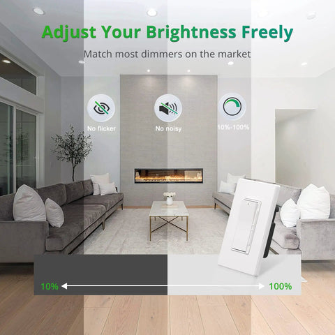Living room with 24 Pack 6 Inch Recessed LED Lighting Kit With 5 Color Temperatures 2700K To 6000K Dimmable control switch.