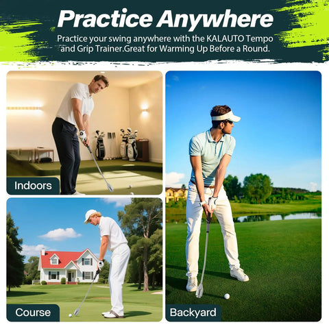 Practice with Weighted Golf Swing Trainer and Grip Trainer for Indoor Practice, Warm-Up and Stretching, Boost Tempo, Grip Consistency, and Swing Path