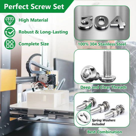 Top Shelf Stainless Steel Screw And Bolt Assortment Kit With Badass Hex Button Head Fasteners For M2 To M4 Hardware Builds features 100% 304 stainless steel screws.