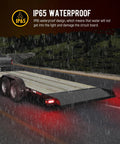 Two Pack Trailer Light Boxes Kit with 6 Inch Oval LED Tail Lights in rain, showing IP65 waterproof capability.