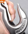 Built Tough Heavy Duty Grab Hooks 1 Ton Lift Hook With Spring Loaded Latch For Rigging And Load Securement, shiny finish