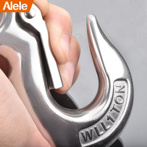 Built Tough Heavy Duty Grab Hooks 1 Ton Lift Hook With Spring Loaded Latch For Rigging And Load Securement, shiny finish