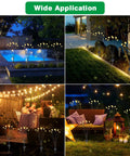 Solar Firefly Lights Outdoor Waterproof With Crystal Ball Swaying Design, illuminating a yard, patio, and garden at night